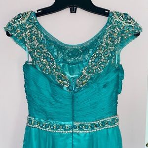 Beautiful Beaded Prom Dress.Teal Blue Color. Similar to Sherri Hill Dress.